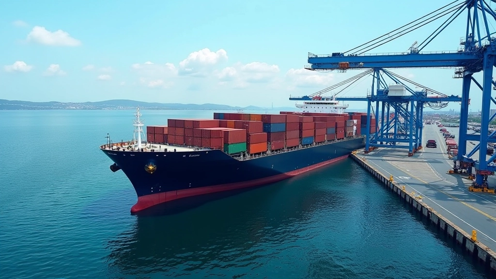 Přístav s lodí naložené automobily připravené k exportu