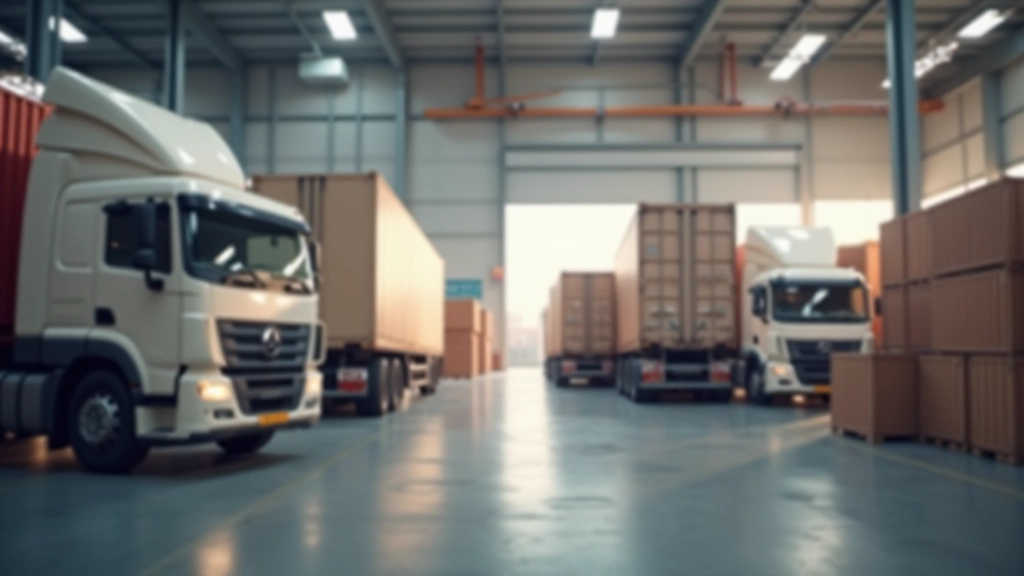 Logistické centrum se sklady a přepravními kontejnery, denní osvětlení, přehledná kompozice