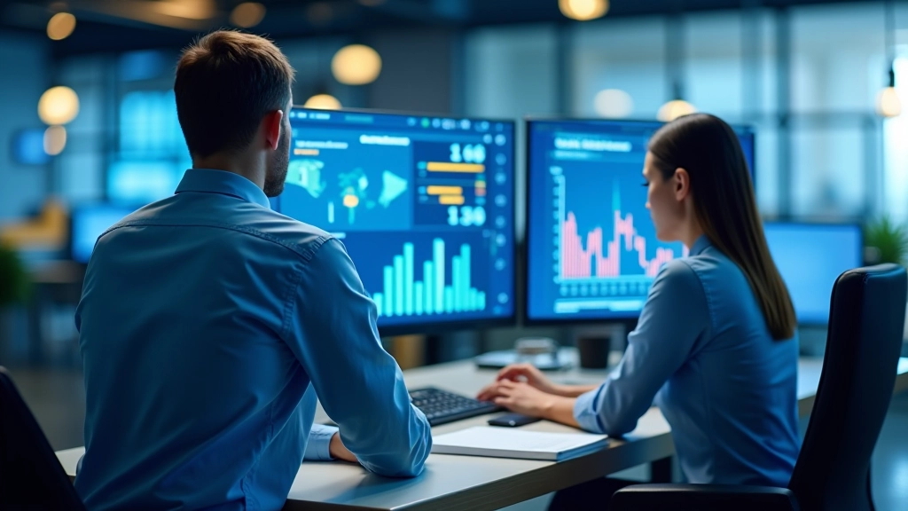 Moderní analytické pracoviště s grafy zahraničního obchodu a statistikami exportu